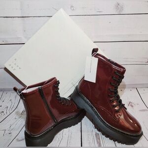 Women's Burgundy Lace-Up Boots A New Day. Pleather